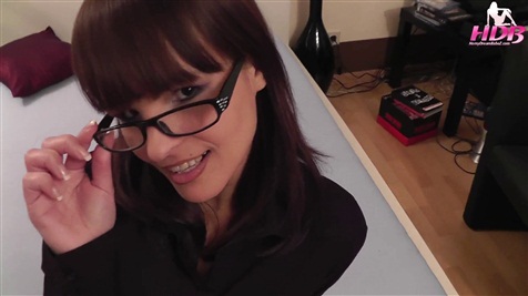 Busty office babe Rita gets wild and sucks cock!